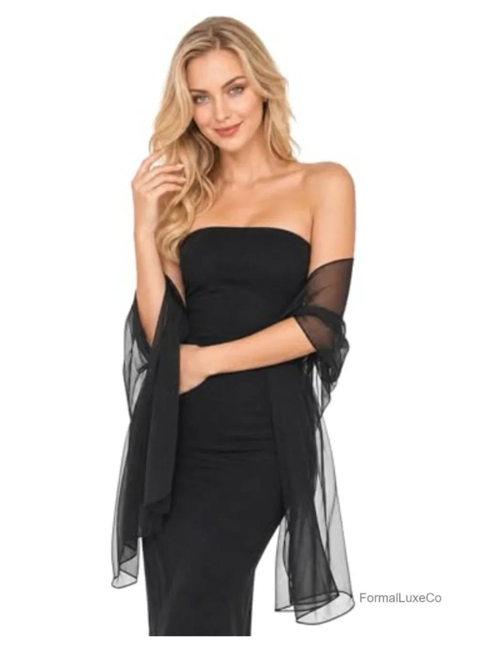 Sheer Chiffon Evening Shawl Wrap for Women Wedding Bridal Scarf